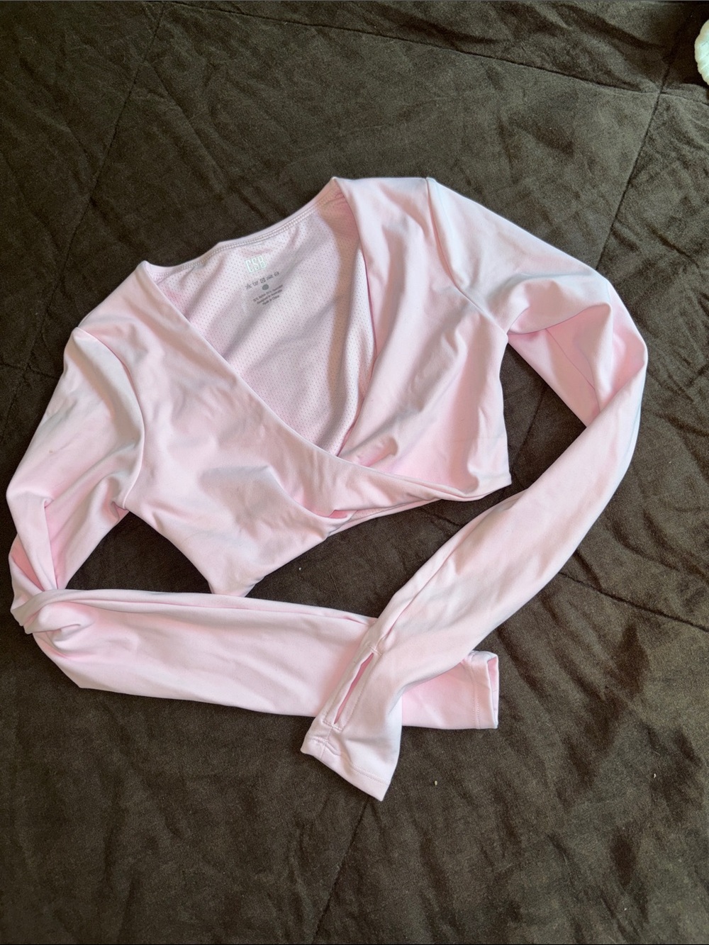 Light Pink Long-Sleeve Wrap Crop Top by CSB